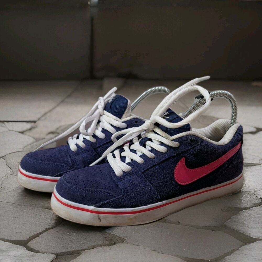 Nike Solar Navy Suede Pink Swoosh Skateboarding Shoes Women's US 8 400680-461